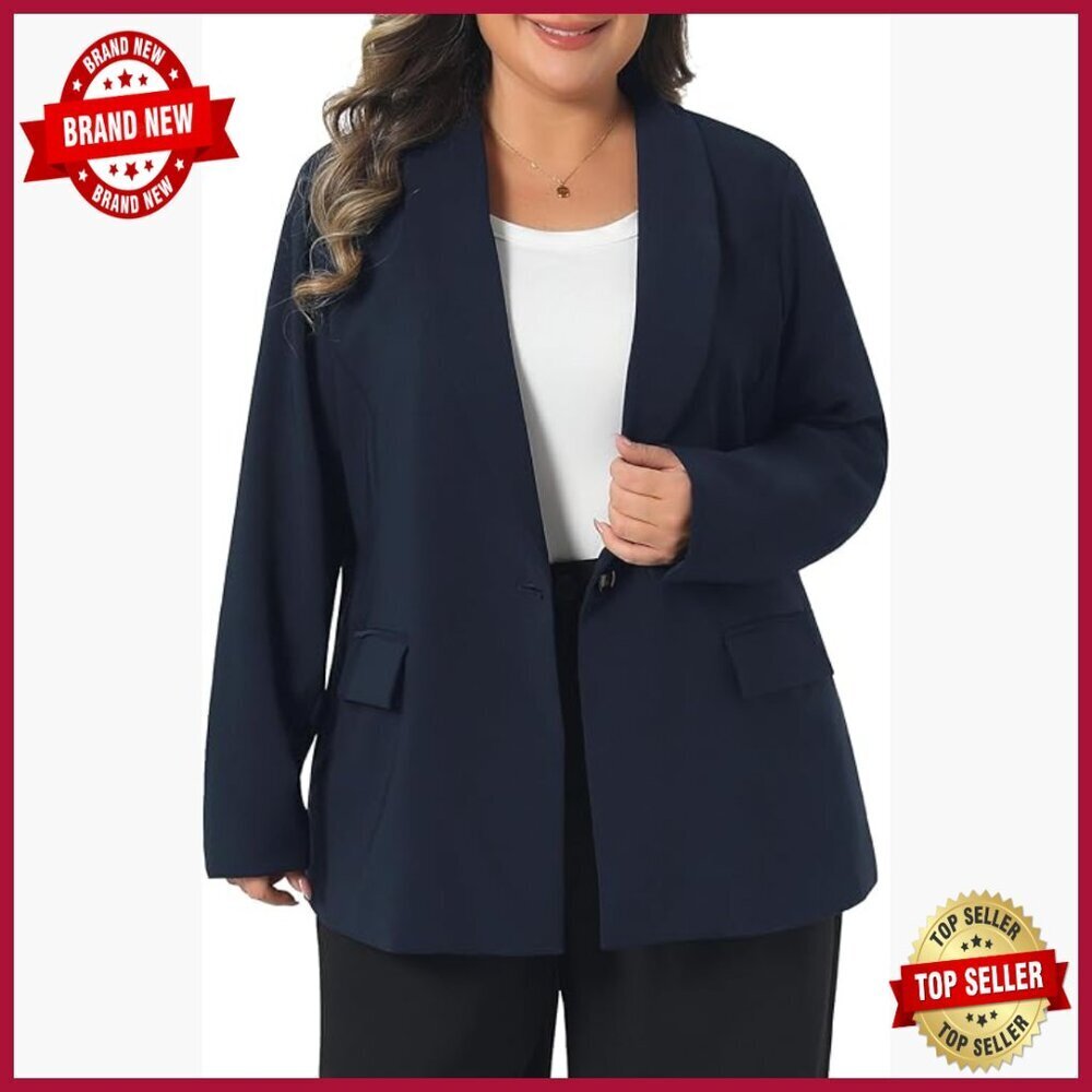 Plus Size Blazer Lapel Button Work Business Casual Jacket